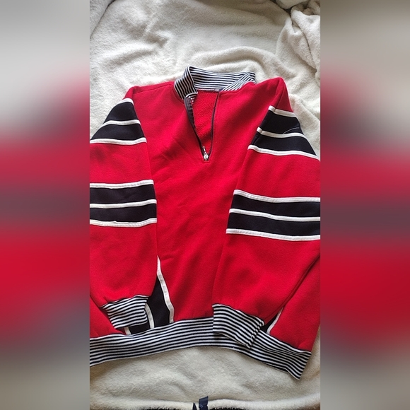 Red, black. and white long sleeve sweater - Picture 1 of 4